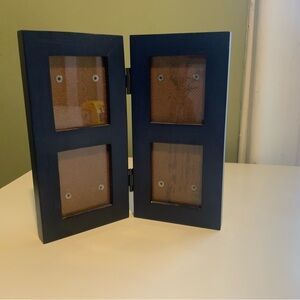 Dark Blue Wooden Bi-Fold Frame for 4 photos